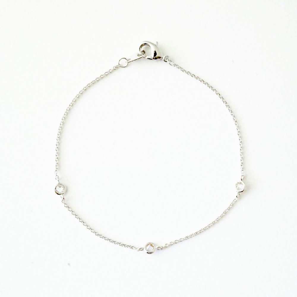 Honeycat crystal bezel trio bracelet in silver